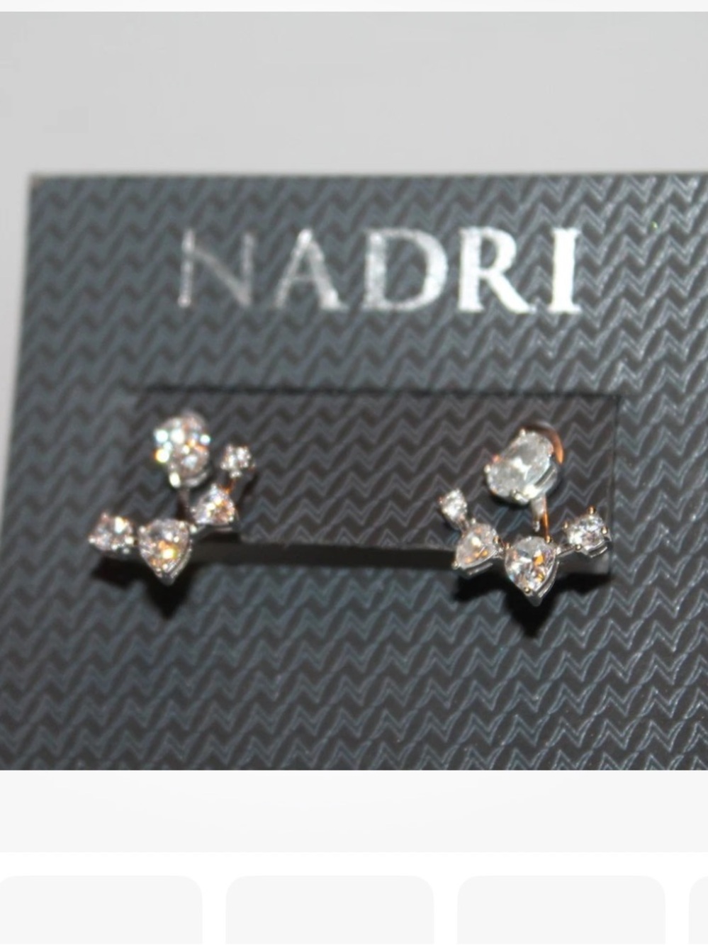 Nadri Silver Crystal Ear Jacket Earrings - Clear
